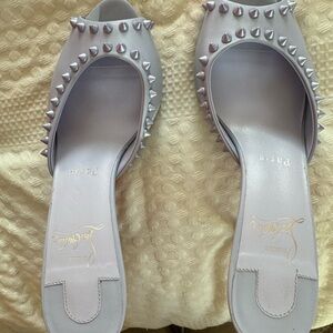 Christian Louboutin Silver Studded Mules
